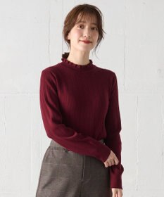 ANY 【洗濯機可/吸湿発熱】フリルネックリブニット