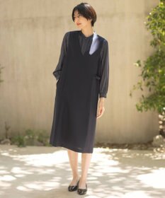 J.PRESS LADIES S 【洗える】ドットデシンプリント ボウタイ バンドカラー ブラウス