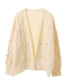 Green Parks パール付ケーブルニットカーディガン