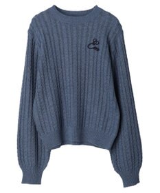 earth music&ecology 刺繍入りケーブルニットプルオーバー