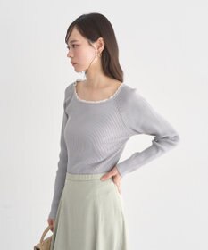 earth music&ecology 【予約】レーストリムリブニットプルオーバー