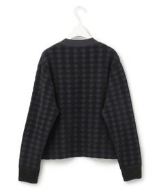 ICB L 【洗える】ハウンドトゥースパターン Vネックカーディガン