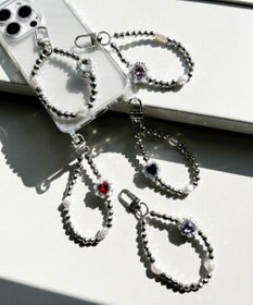 WEGO ハートビジューストラップキーホルダー