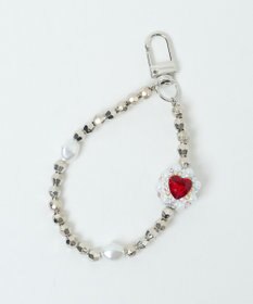 WEGO ハートビジューストラップキーホルダー