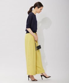 ICB L 【WEB限定カラーあり・洗える】ペーパーブレンドシャインニット 五分袖プルオーバー