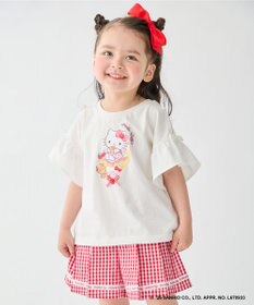 ANY KIDS 【サンリオキャラクターズ×ANY KIDS】ひんやり ファンシーフリル袖Tシャツ ハローキティ×オフホワイト