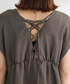 Green Parks フレンチスリーブレースアップジャンスカ