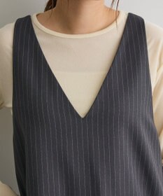 CRAFT STANDARD BOUTIQUE レース付きピンストライプジャンパースカート