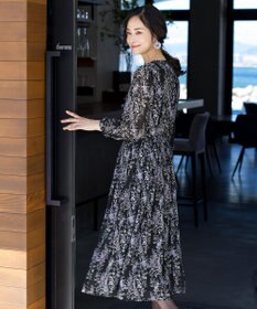 Tiaclasse 【新色追加・洗える】花柄フリルドレープワンピース