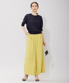 ICB L 【WEB限定カラーあり・洗える】ペーパーブレンドシャインニット 五分袖プルオーバー