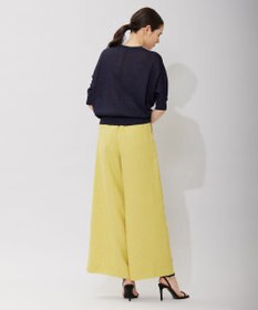 ICB L 【WEB限定カラーあり・洗える】ペーパーブレンドシャインニット 五分袖プルオーバー