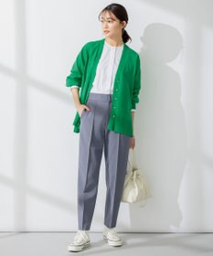 組曲 【ビジューボタン・アンサンブル対応】ハイゲージ ロングVネックカーディガン