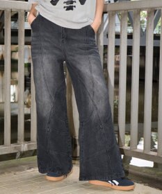 WEGO 【ユニセックス着用ITEM】スウィッチングフレアデニムパンツ