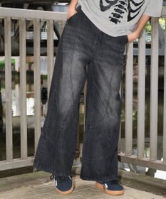 WEGO 【ユニセックス着用ITEM】スウィッチングフレアデニムパンツ