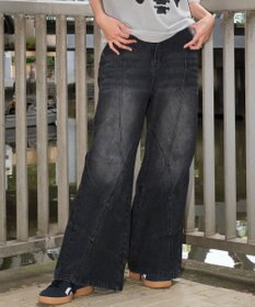 WEGO 【ユニセックス着用ITEM】スウィッチングフレアデニムパンツ