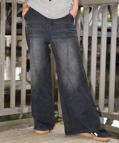 WEGO 【ユニセックス着用ITEM】スウィッチングフレアデニムパンツ