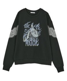 Green Parks VILLAINS/レースドッキングプリントスウェット