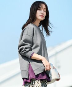 ANY L 【WEB限定】サテンコンビペプラムカットソー