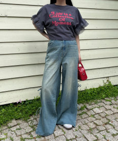 WEGO 【ウエストゴム/楽ちん】サマーデニムサイドリボンパンツ