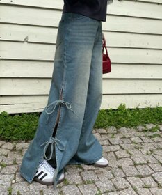 WEGO 【ウエストゴム/楽ちん】サマーデニムサイドリボンパンツ