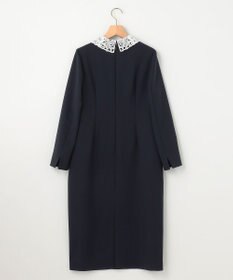 組曲 L 【KUMIKYOKU NAVY】コンフォータブルドレープ レース襟ワンピース