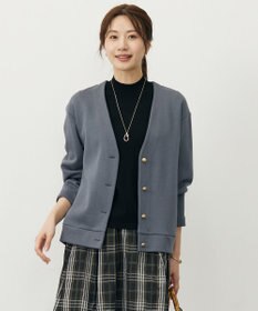 J.PRESS LADIES ジャージー Vネック カーディガン ダルブルー系