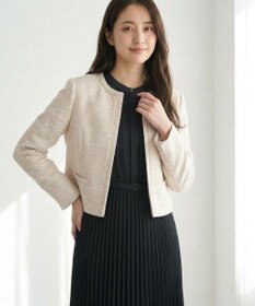 ANY SIS リップルボーダーストレッチ ノーカラージャケット