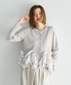 YECCA VECCA パール釦ラッフルカーディガン