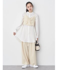 earth music&ecology ピンストライプ胸元レースビスチェ