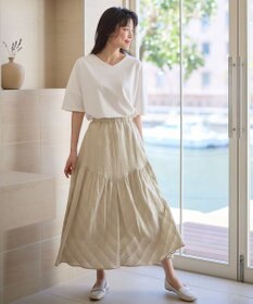 ANY 【ウエストゴム】モールストライプティアードスカート