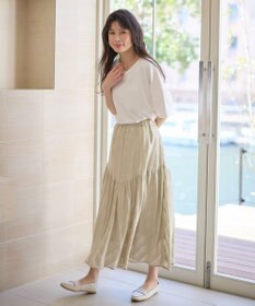 ANY 【ウエストゴム】モールストライプティアードスカート