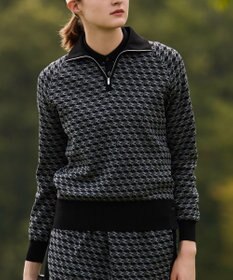 ZERO HALLIBURTON 【セットアップ可能】 モノグラム柄 ハーフジップニット ZHG-W5A4b 85137