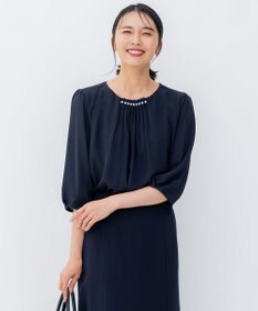 23区 【洗える】エアリーコンビジャージー パールモチーフ カットソー