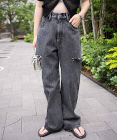 WEGO サイドスリットデニムストレートパンツ