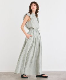 BEIGE， 【洗える】FREESIA / イージーウエストストライプフレアスカート