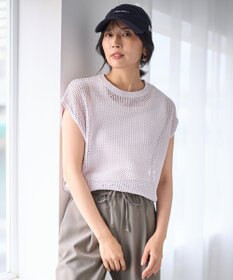 ANY フレンチスリーブメッシュニット