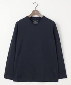JOSEPH ABBOUD 【オリジナルオーガニックコットン使用】JOE COTTONサッカーVネックシャツ ネイビー系