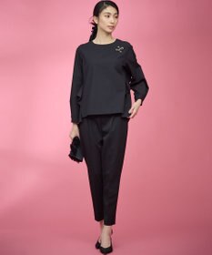 組曲 S 【KUMIKYOKU NAVY】ウーステッドライククロス フリルブラウス