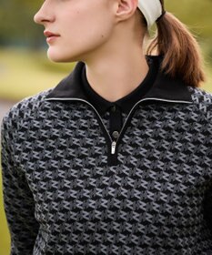 ZERO HALLIBURTON 【セットアップ可能】 モノグラム柄 ハーフジップニット ZHG-W5A4b 85137