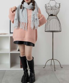 WEGO リボン付きニットストール