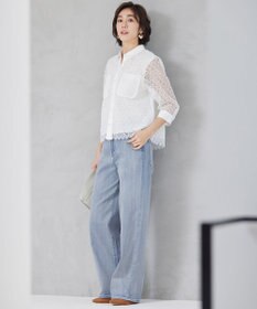 自由区 【洗える】ウスカルデニム ワイドパンツ