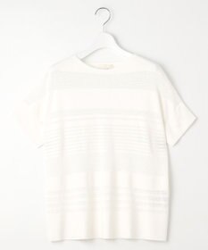 自由区 【UVカット・洗える】クレープストレッチボーダー ニット