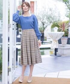 Tiaclasse L 【洗える】大人上品なウール調タックフレアスカート