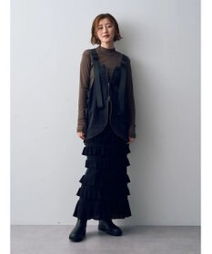 YECCA VECCA ティアードフリルラメニットスカート