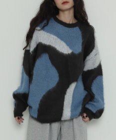 WEGO 【2025年秋冬新作】シャギーパターンニットBIGプルオーバー