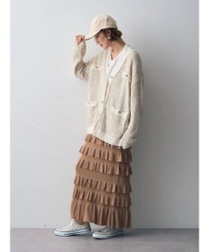 YECCA VECCA ティアードフリルラメニットスカート