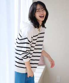 ANY 【洗濯機可】ハーフジップアップ ニットフーディ