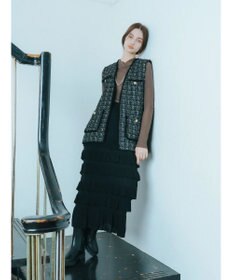 YECCA VECCA ティアードフリルラメニットスカート