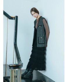 YECCA VECCA ティアードフリルラメニットスカート