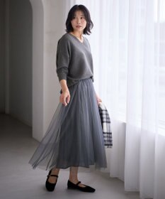 ANY 【ウエストゴム】シャイニーチュールスカート